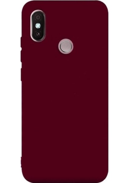 Xioami Mi A2 Lite Mat Premium Silikon Kılıf - Bordo + Cam Ekran Koruyucu