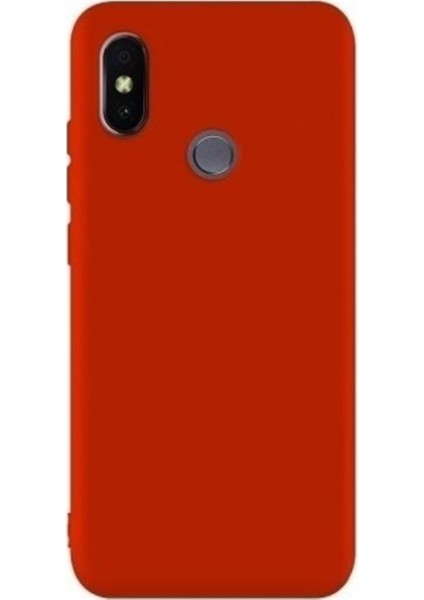 Xioami Mi A2 Lite Mat Premium Silikon Kılıf - Kırmızı + Nano Ekran Koruyucu
