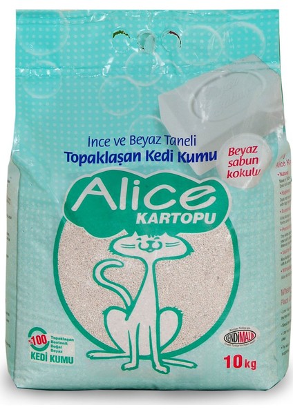 10kg Topaklaşan Beyaz Sabun Kokulu ve İnce taneli Kedi Kumu