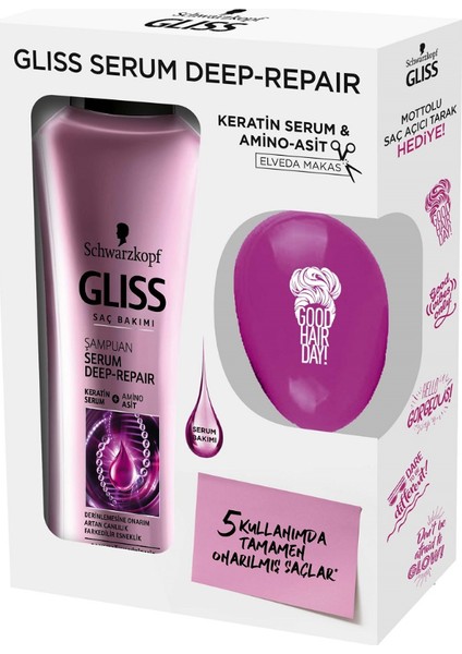 Serum Deep Repaır Şampuan 525 ml + Saç Açıcı Tarak