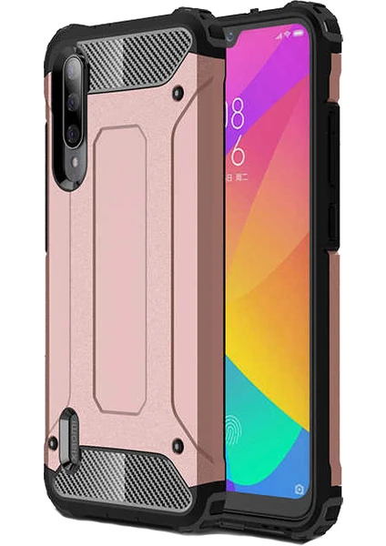 Case 4U Xiaomi Mi A3 Kılıf Military Armor Çift Katmanlı Crash Silikon Kılıf Rose Gold