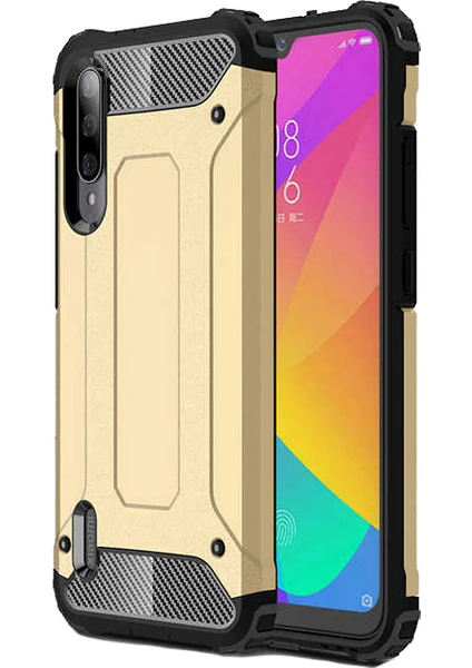 Case 4U Xiaomi Mi A3 Kılıf Military Armor Çift Katmanlı Crash Silikon Kılıf Altın