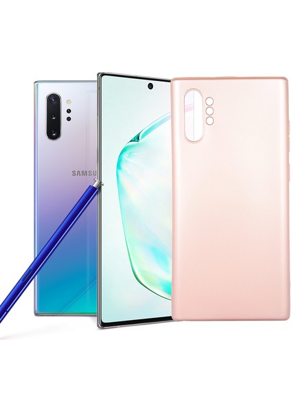 Samsung Galaxy Note 10 Plus Kılıf Klasik Mat Renkli Yumuşak Premier Silikon Rose Gold