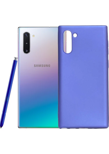 Case 4U Samsung Galaxy Note 10 Kılıf Klasik Mat Renkli Yumuşak Premier Silikon Saks Mavi