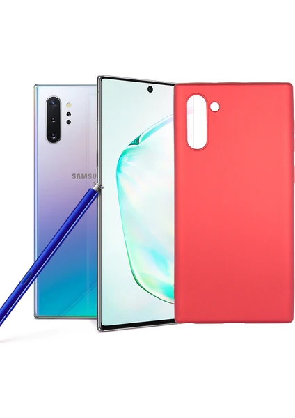 Case 4U Samsung Galaxy Note 10 Kılıf Klasik Mat Renkli Yumuşak Premier Silikon Kırmızı