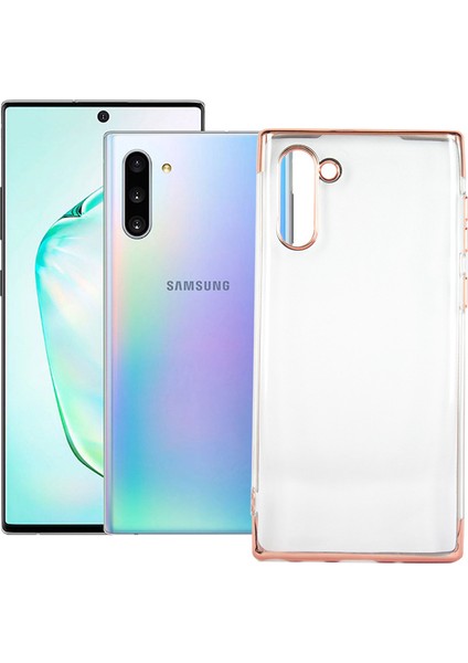 Case 4U Samsung Galaxy Note 10 Kılıf 4 Köşeli Renkli Lazer Silikon Arka Kapak Glitter Rose Gold