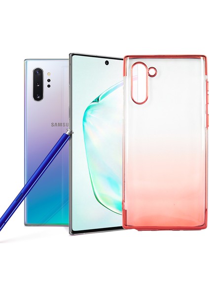 Case 4U Samsung Galaxy Note 10 Kılıf 4 Köşeli Renkli Lazer Renk Geçişli Moss Arka Kapak Kırmızı