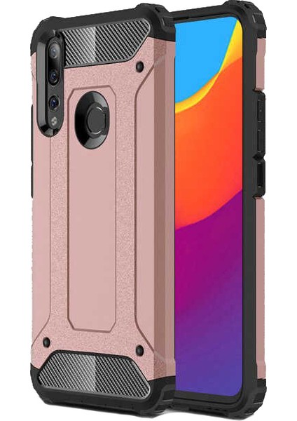 Huawei Y9 Prime 2019 Kılıf Military Armor Çift Katmanlı Crash Silikon Kılıf Rose Gold