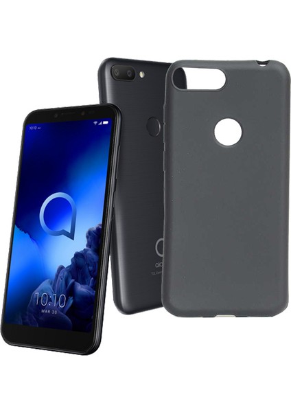 Case 4U Alcatel 1S Kılıf Klasik Mat Renkli Yumuşak Premier Silikon Siyah