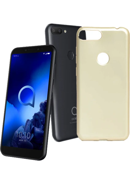 Case 4U Alcatel 1S Kılıf Klasik Mat Renkli Yumuşak Premier Silikon Altın