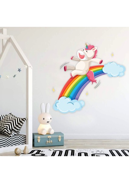 Areksan Reklam Gökkuşağı Kayan Unicorn Çocuk Odası Duvar Sticker