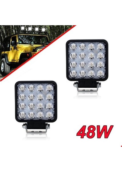 12V/24VOFF Road Sis Farı / Lambası 16 LED Kare Çalışma Lambası