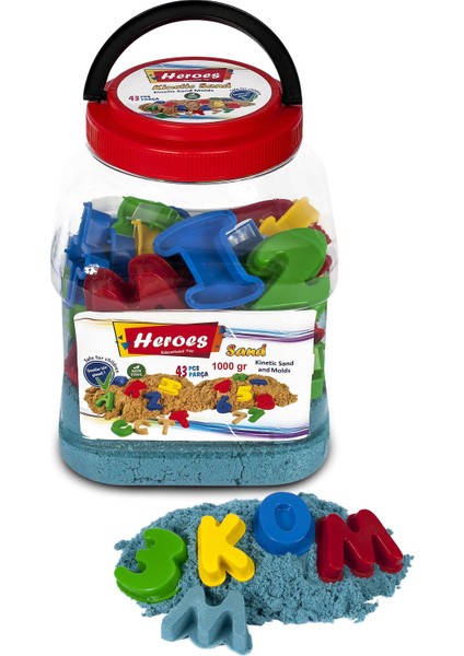 mavi Kinetik Kum Pet Kutulu Harf ve Rakam Kalıp 1000 gr