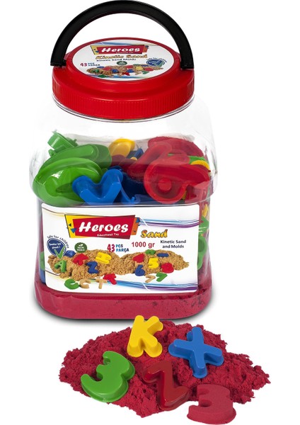 kırmızı Kinetik Kum Pet Kutulu Harf ve Rakam Kalıp 1000 gr