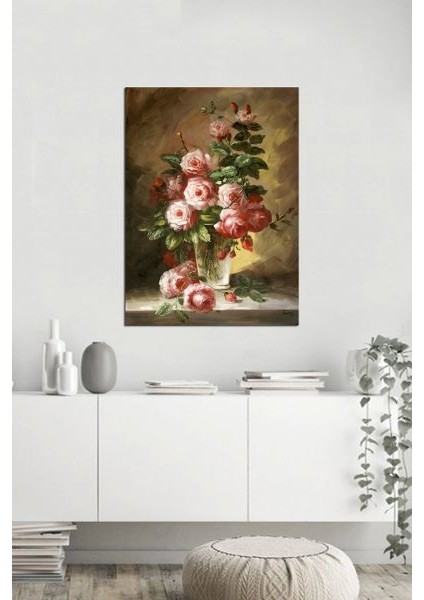 Vazoda Güller Çiçekler Kanvas Tablo