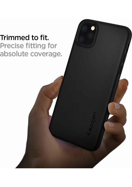 Apple iPhone 11 Pro Max Kılıf Thin Fit 360 Koruma Black (Cam Ekran Koruyuculu) - 075CS27150