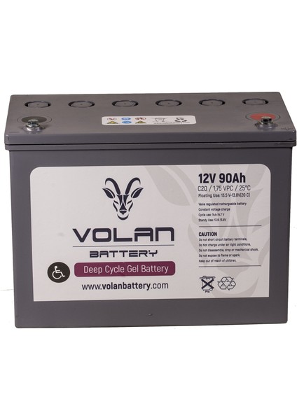 Volan Battery 12 Volt 90 Ah (Amper) Engelli Aracı Aküsü (Ücretsiz Kargo)