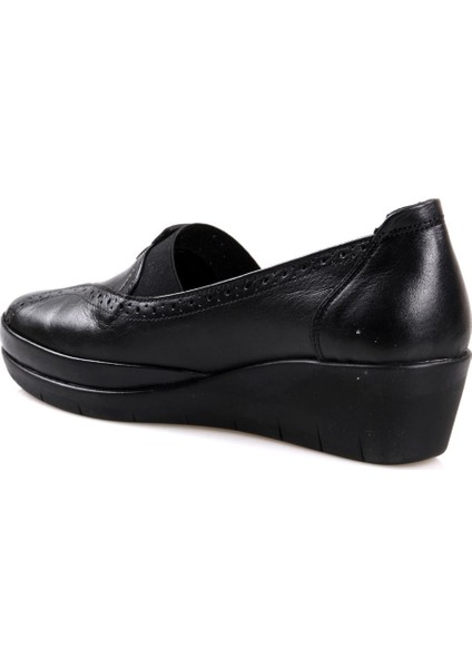 Comfort Siyah Deri Kadın Ayakkabı