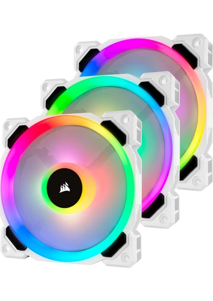 CORSAIR CO-9050092-WW LL120 RGB 120 MM ÇİFT RGB RENK DÖNGÜLÜ BEYAZ PWM FAN, LİGHTİNG NODE PRO KONTROLCÜ İLE BİRLİKTE, 3'LÜ PAKET