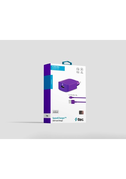 SpeedCharger Seyahat Şarj Aleti Micro USB 2.1A - Mor