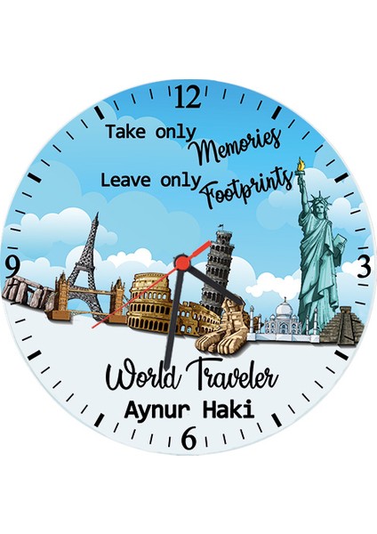 World Traveler İsimli Gezgine Hediye Duvar Saati