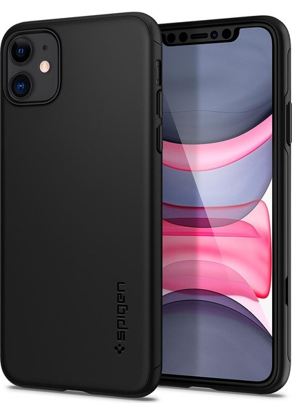 Apple iPhone 11 Kılıf Thin Fit 360 Koruma Black (Cam Ekran Koruyuculu) - 076CS27071