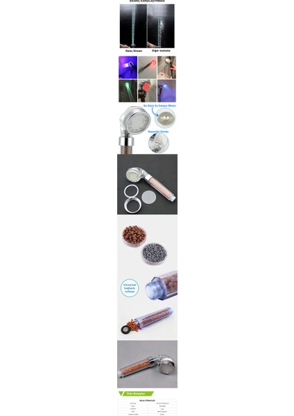LED Işıklı %50 Su Tasarruflu Duş Başlığı Kokulu ve Arıtmalı Duş Başlığı 3'lü