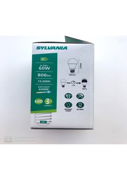 E27 LED Lamba 8.5W Beyaz Işık 6'lı Paket