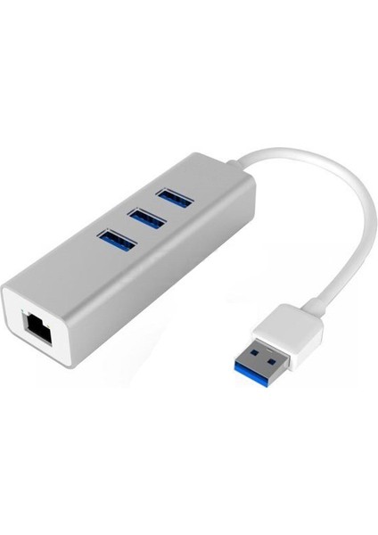 3.0 3-Port Hub ve Gigabit Ethernet Adaptör Ikisi Bir