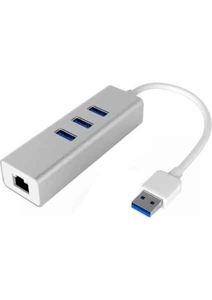 3.0 3-Port Hub ve Gigabit Ethernet Adaptör Ikisi Bir