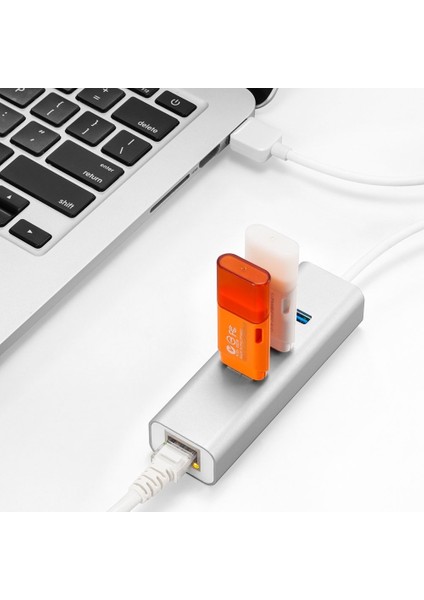 3.0 3-Port Hub ve Gigabit Ethernet Adaptör Ikisi Bir