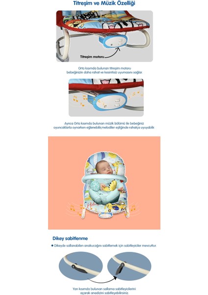 Rhythm Titreşimli ve Müzikli Ev Tipi Ana Kucağı - Tam Yatarlı - Kademeli Sırt Ayarı - Orman Hayvanları Pembe fırsatları