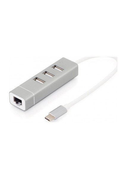 3 Port USB Tip C Hub & Fast Ethernet Lan Adaptörü