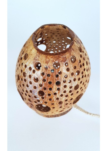 Hindistan Cevizi Kabuğundan El Yapımı Masa Komodin Lamba 14 cm fiyatları