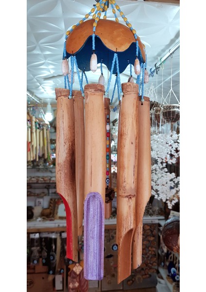 Su Kabağı Kabuğundan Ve Bambu Sarkıtlı El Yapımı Rüzgar Çan