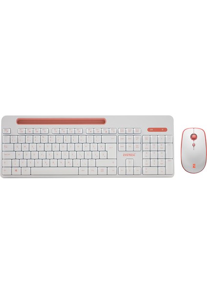 Elite KM-6388 Beyaz Kablosuz LC Layout (Ingilizce Q) Multimedia Klavye + Mouse Set