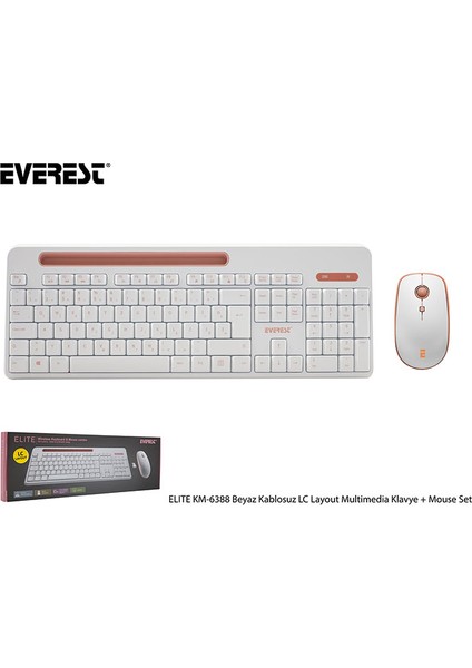Elite KM-6388 Beyaz Kablosuz LC Layout (Ingilizce Q) Multimedia Klavye + Mouse Set indirimleri