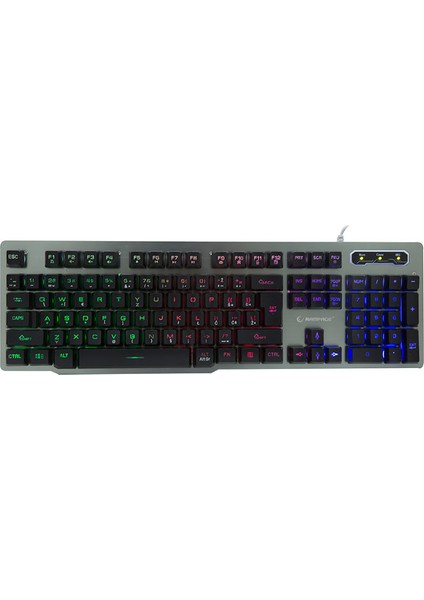 KB-R78 Gri/Siyah USB Rainbow Backlight LC Layout Oyuncu Klavye