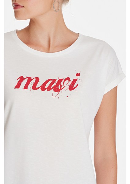 Kadın Mavi Logo Baskılı Beyaz Tişört 166422-23248 indirimleri