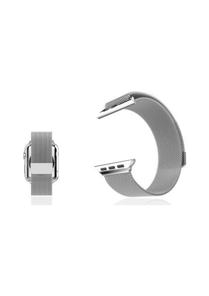 SCHZ38SI Apple Watch Uyumlu Seri 2 3 4 - 38-40 mm Spor Loop Dokuma Kordon - Gümüş