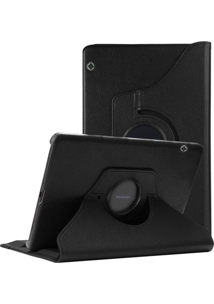 Huawei MediaPad T5 10'' Kılıf 360 Rotating Stand Deri Siyah