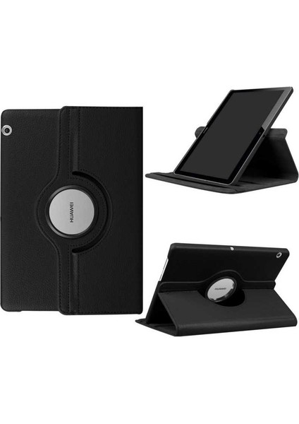 Huawei MediaPad T5 10'' Kılıf 360 Rotating Stand Deri Siyah