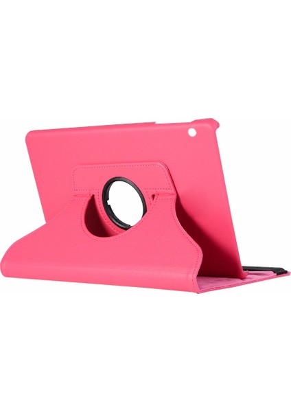 Huawei MediaPad T5 10'' Kılıf 360 Rotating Stand Deri Koyu Pembe