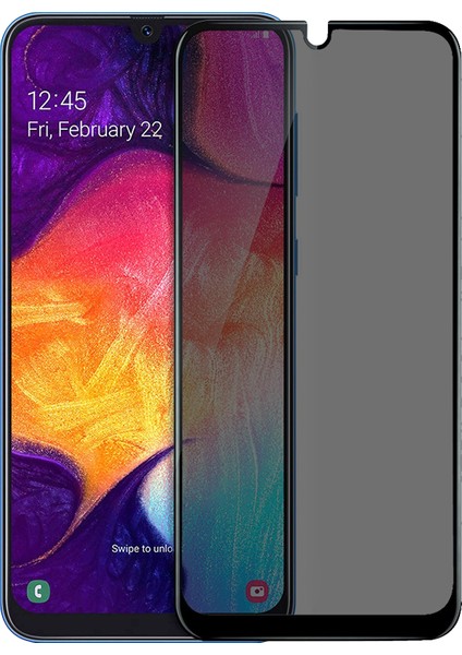 Samsung Galaxy A50 Privacy 5D Gizlilik Filtreli Cam Ekran Koruyucu Siyah