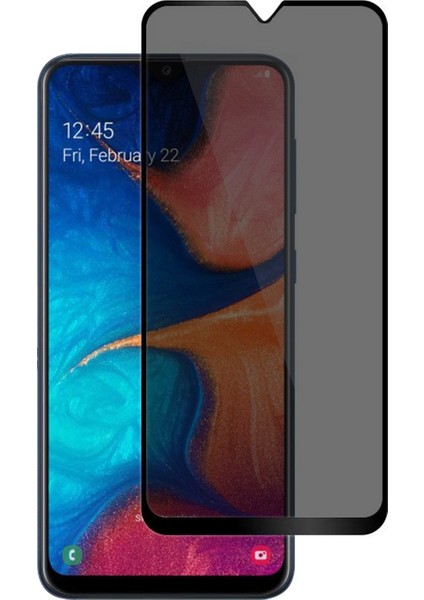 Samsung Galaxy A20 Privacy 5D Gizlilik Filtreli Cam Ekran Koruyucu Siyah