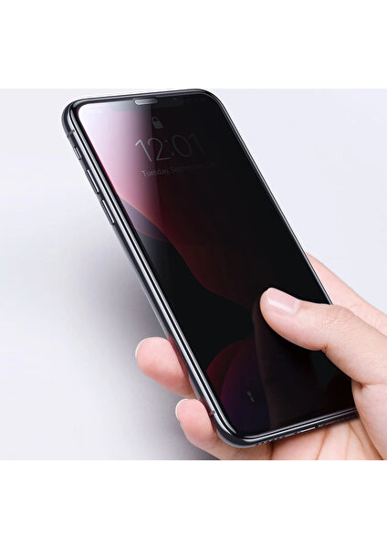 Apple iPhone 11 Pro (5.8'') Privacy 5D Gizlilik Filtreli Cam Ekran Koruyucu Siyah