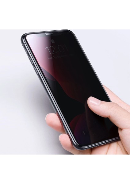 Apple iPhone 11 Pro Max (6.5'') Privacy 5D Gizlilik Filtreli Cam Ekran Koruyucu Siyah