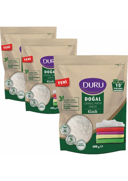 Doğal Granül Matik Sabun 400 gr x 3 Adet Klasik