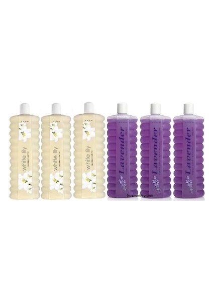 Beyaz Zambak Banyo Köpüğü 1000 ml - Lavanta Banyo Köpüğü 6 Adet