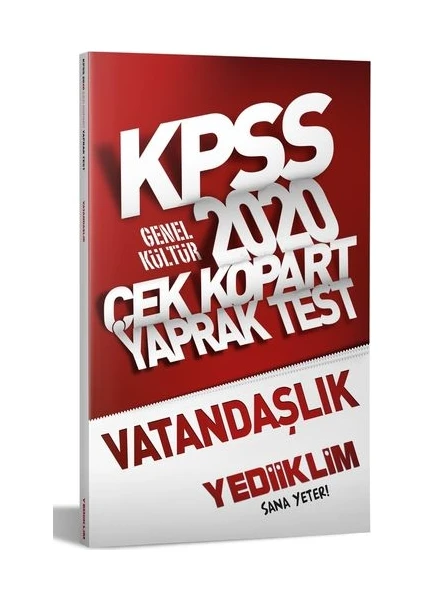 Yediiklim Yayınları 2020 KPSS Genel Kültür Vatandaşlık Çek Kopart Yaprak Test